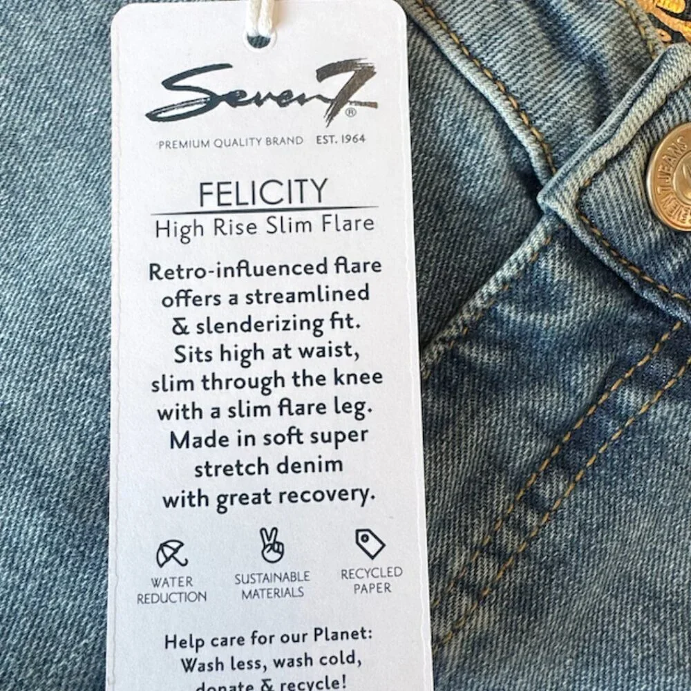 Seven7 Women's Jeans Felicity High Rise Slim Flare NWT Size 10! - Picture 5 of 8